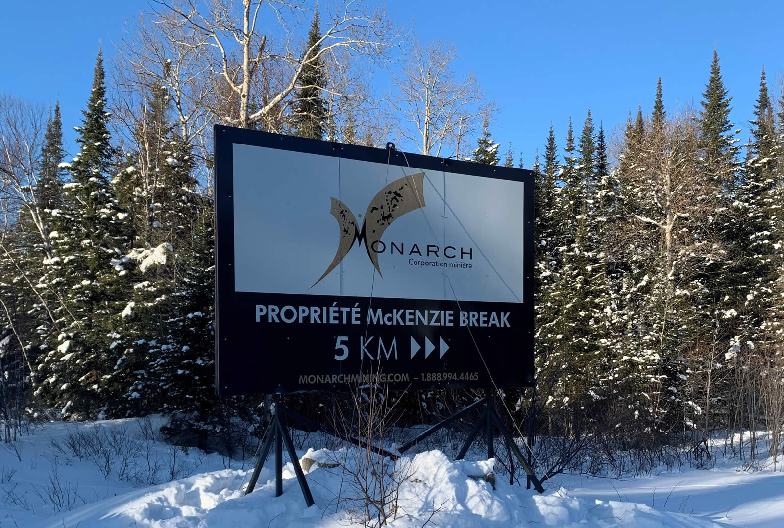 Minière Monarch accroît la taille  de sa propriété McKenzie Break